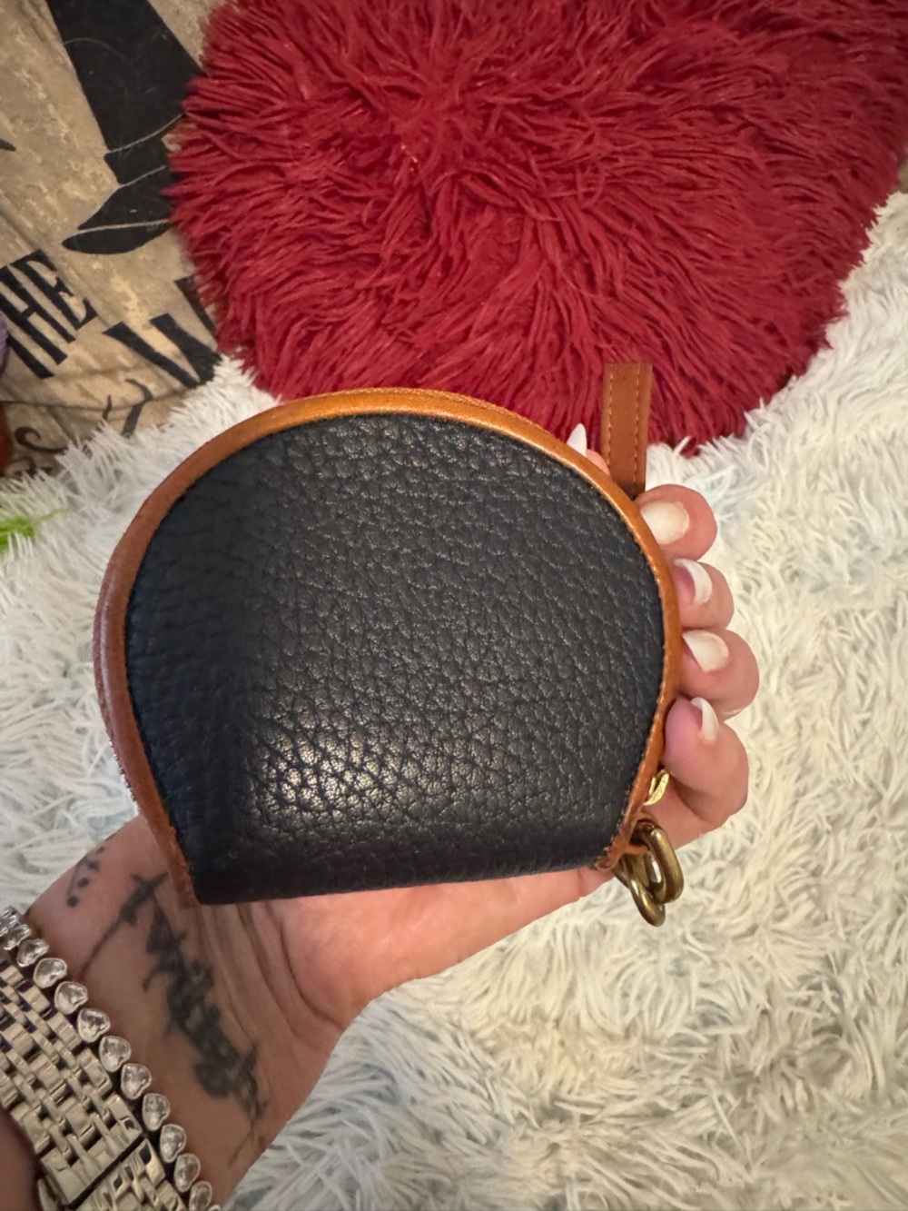 Dooney & Bourke Embossed Leather Coin Wristlet - Cognac Brown - Picture 2 of 3